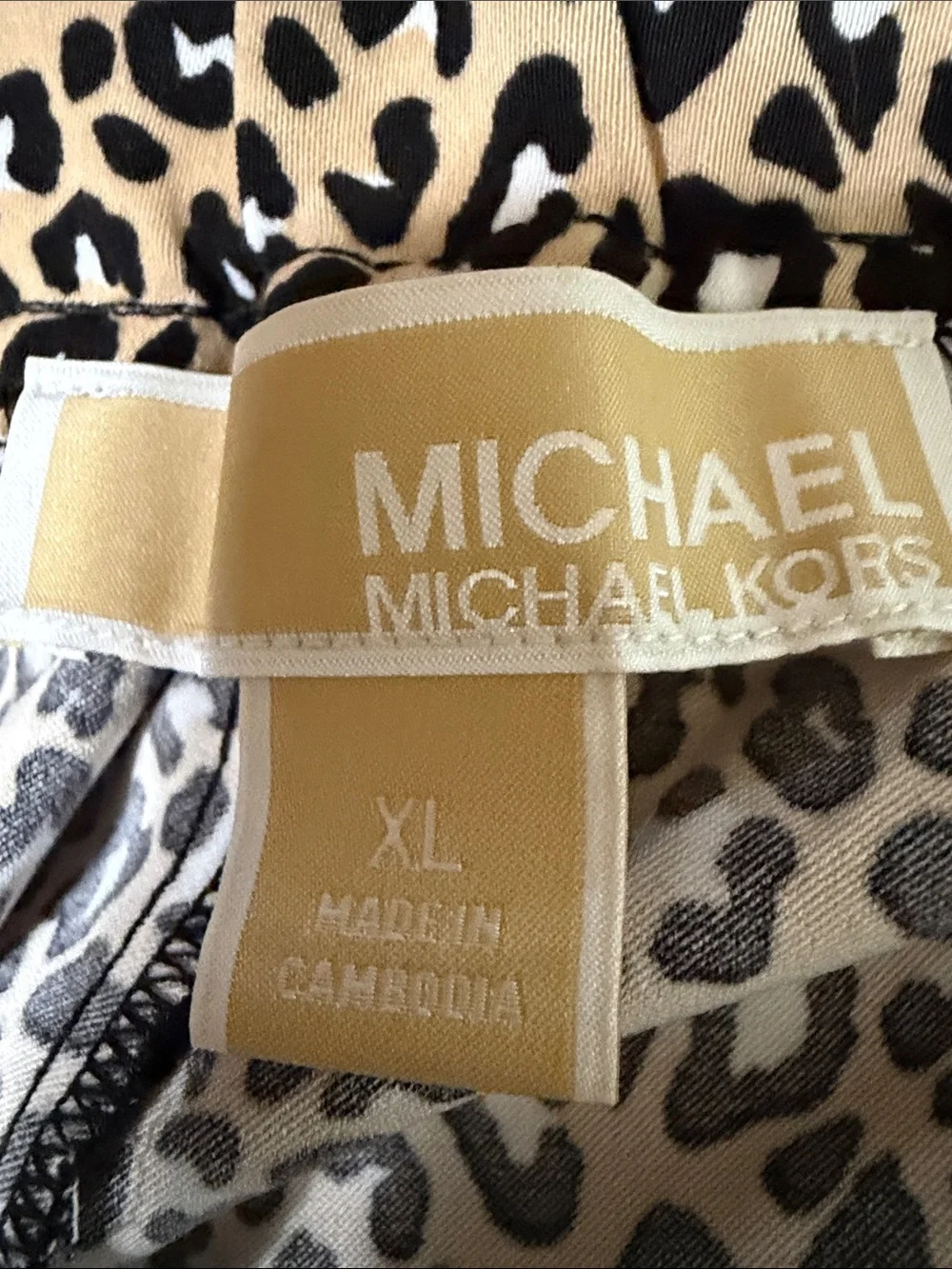 Michael Kors Tan and Black Leopard-Print Wide-Leg Pants. SZ XL. NWOT
